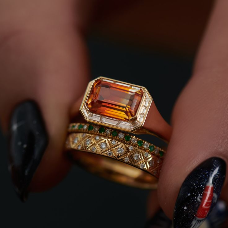 Vintage-Ring-Set mit Glitzer