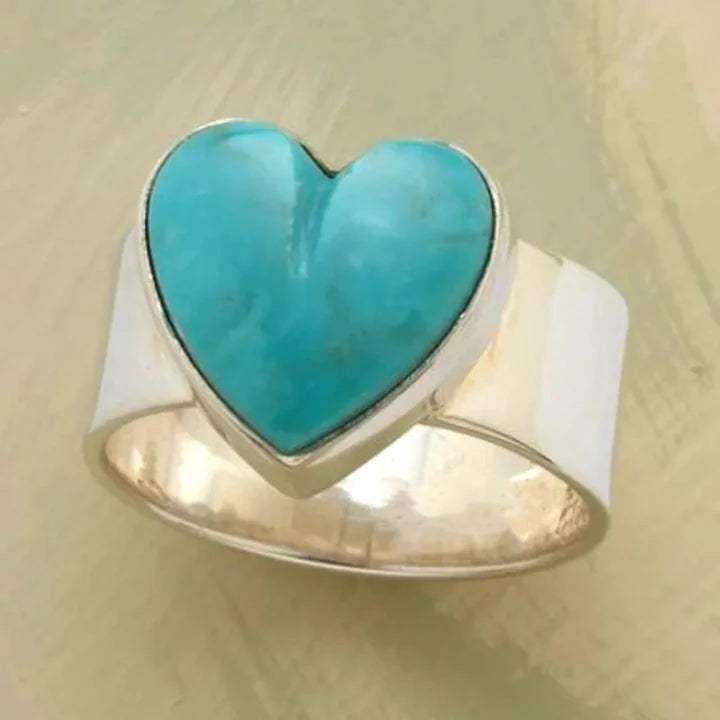 Blauer Herz Stein Silber Ring