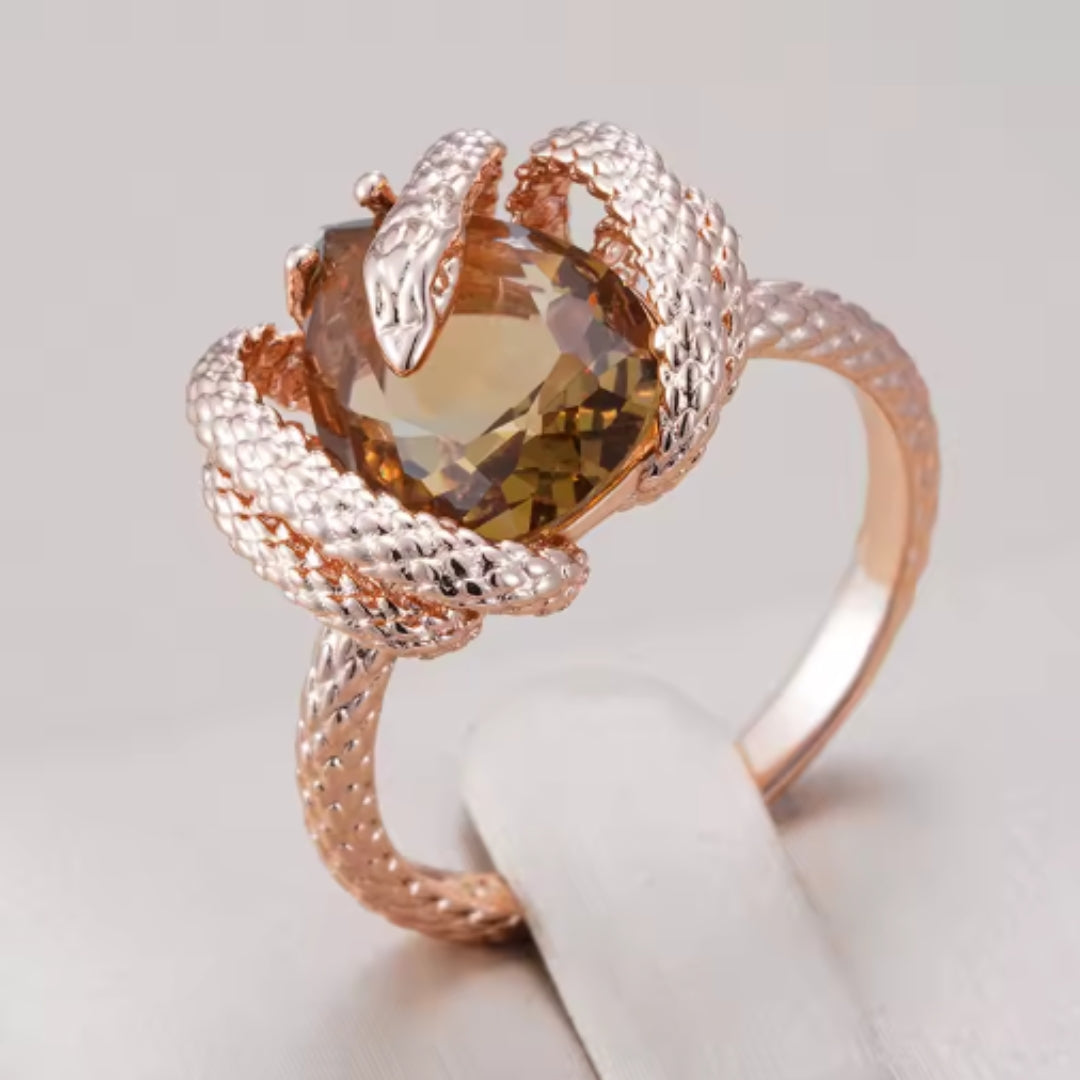 Orange Kristall Schlange Eleganter Ring