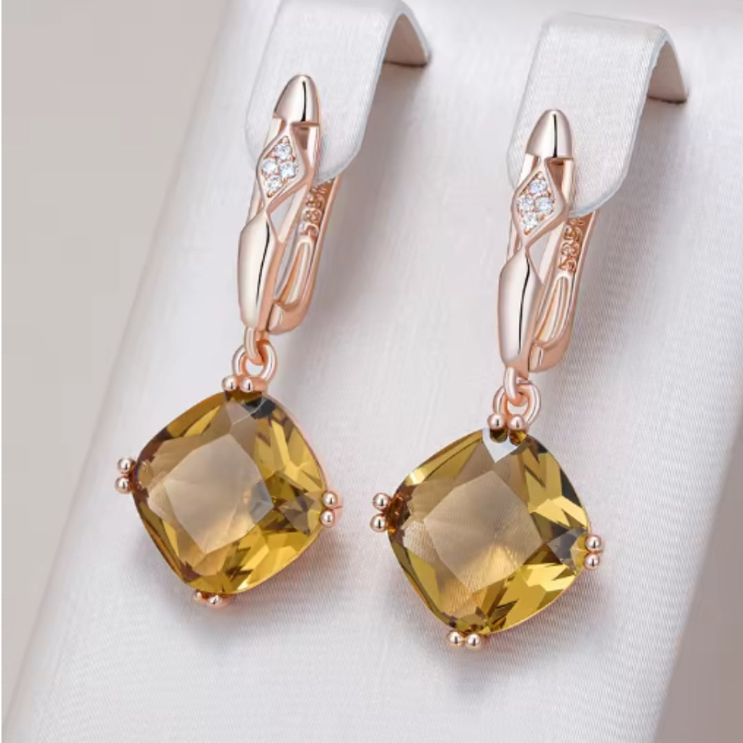 Elegante Orange Kristall Quadratische Ohrringe