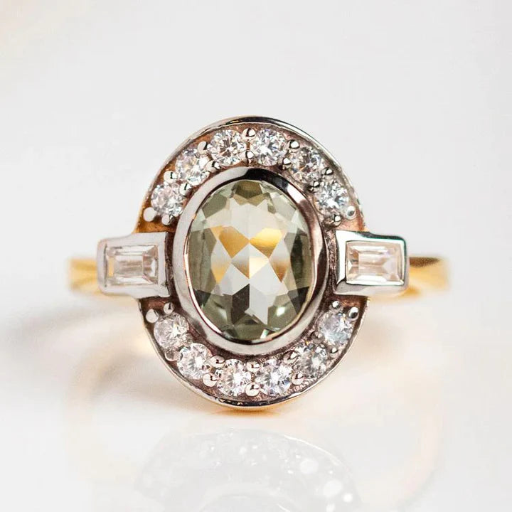 Vintage Kristall Grüner Ring