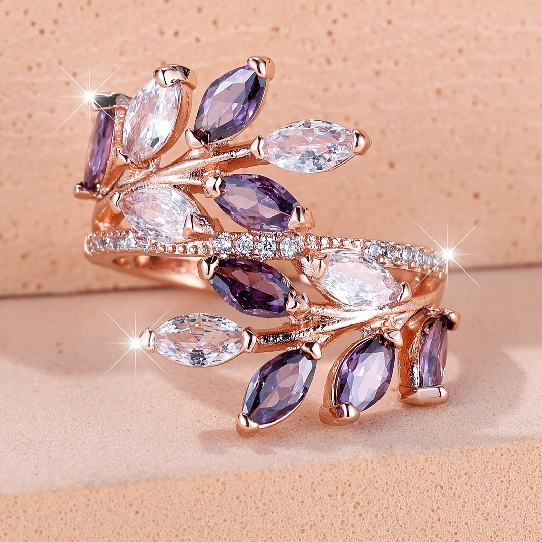 Vintage Lila Kristall Floral Ring