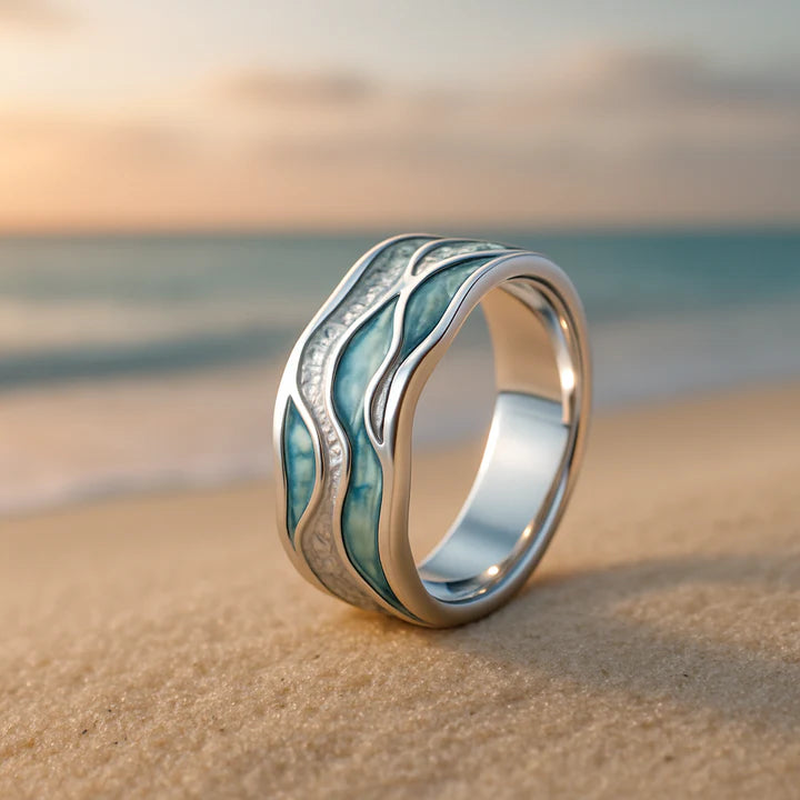 Türkis Versilberte Wellen Ring