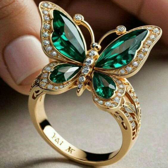 Grüner kristalliner Schmetterling Goldring