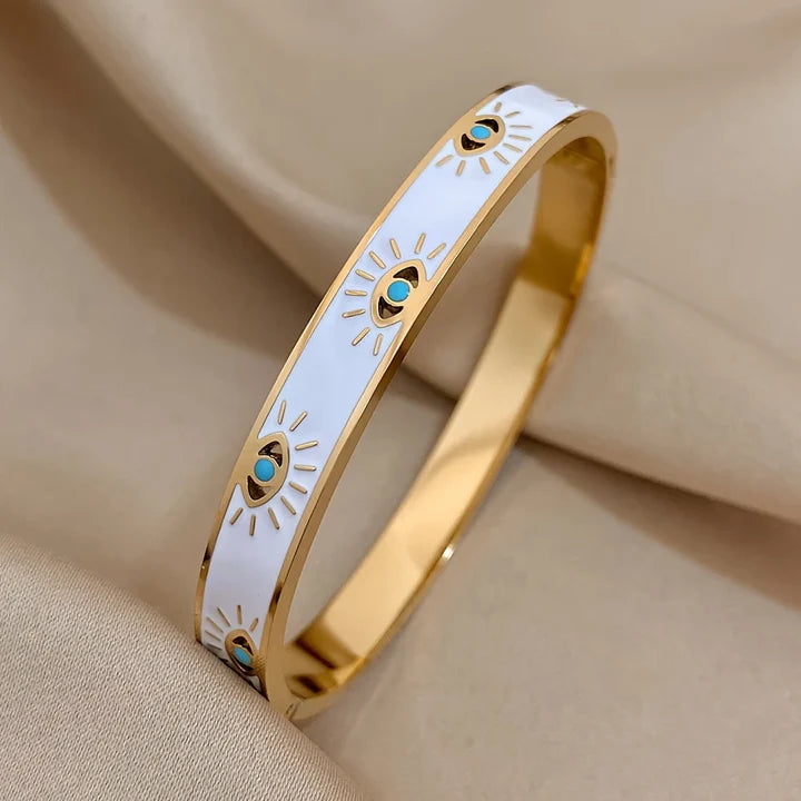 Weißes Emaille-Nazar-Armband
