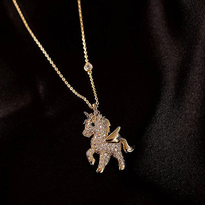 Einhorn-Anhänger mit Zirkonia in Gold