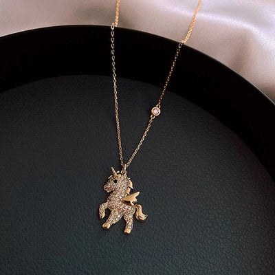 Einhorn-Anhänger mit Zirkonia in Gold
